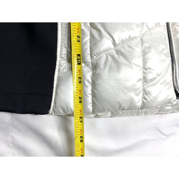 Calvin Klein Performance Repel White Puffer Jacket Black Sleeves Hooded Size L - Picture 6 of 13